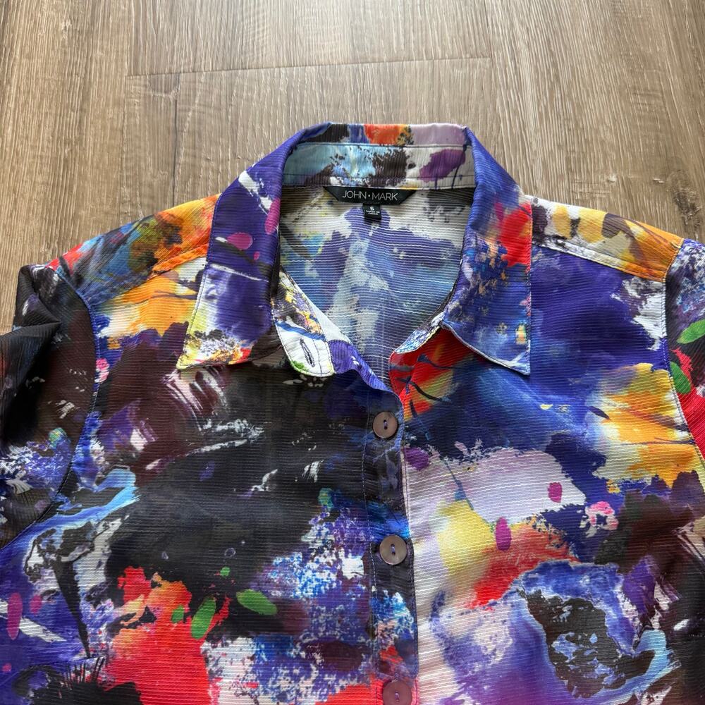 John Mark Abstract Print Button Down Shirt Womens Small - Picture 5 of 7